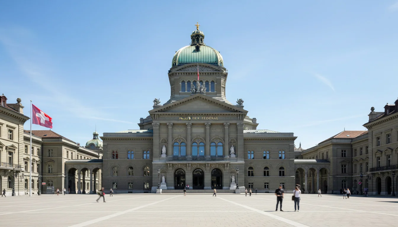 Palais fédéral de Berne vu de jour, siège des institutions suisses