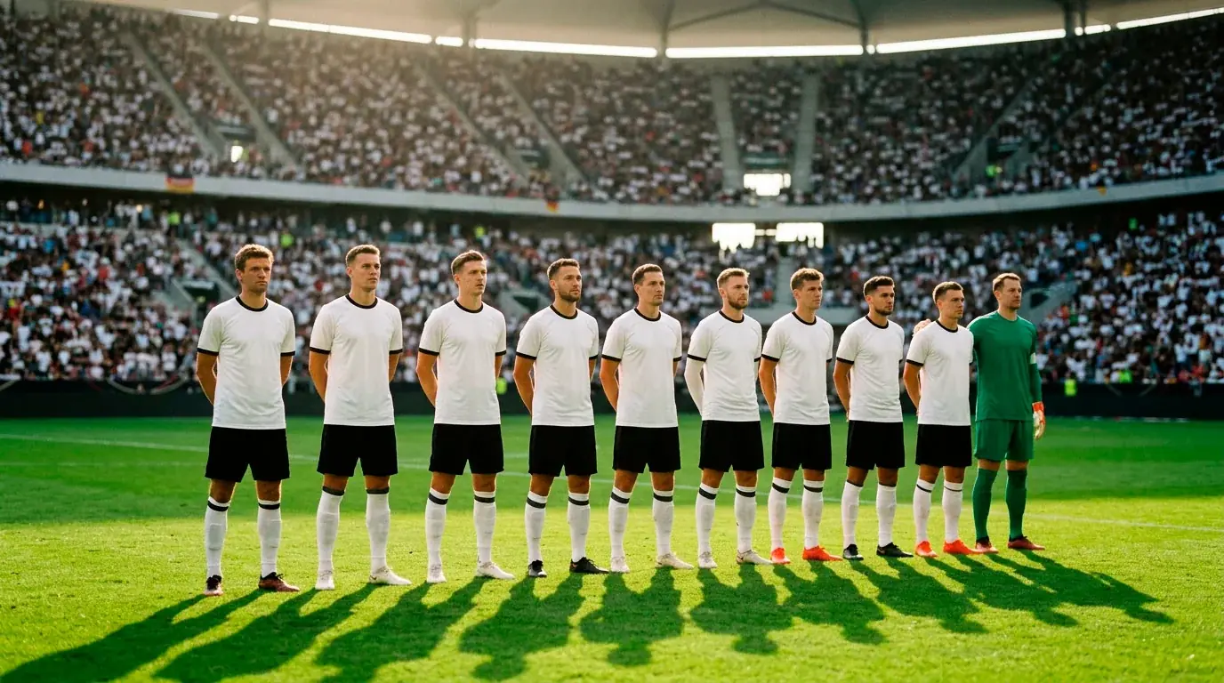 Sélection allemande de football alignée avant un match du Mondial 2026