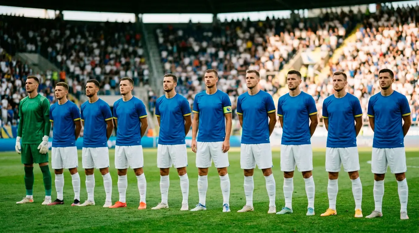 Sélection bosnienne de football avant un match du Mondial 2026