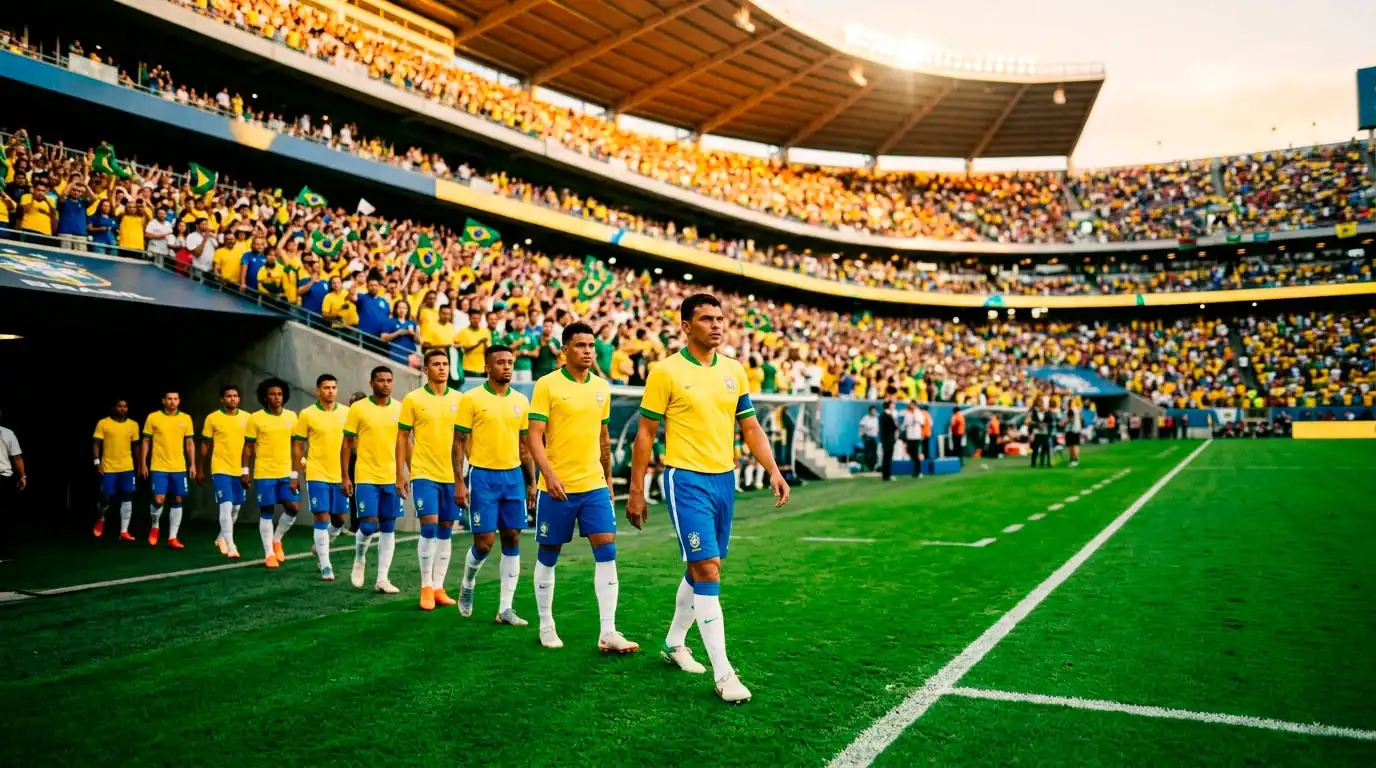 Sélection brésilienne de football entrant sur le terrain au Mondial 2026