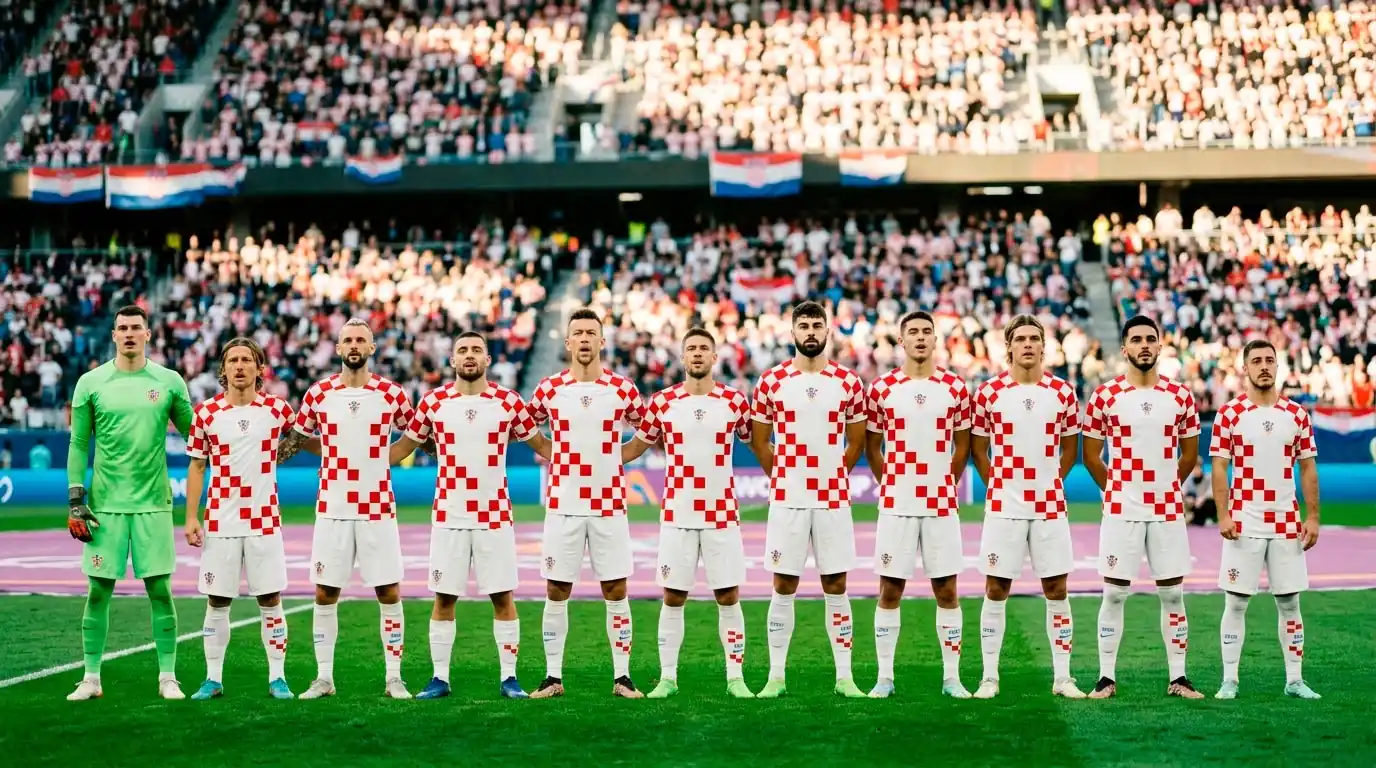 Sélection croate de football alignée avant un match du Mondial 2026