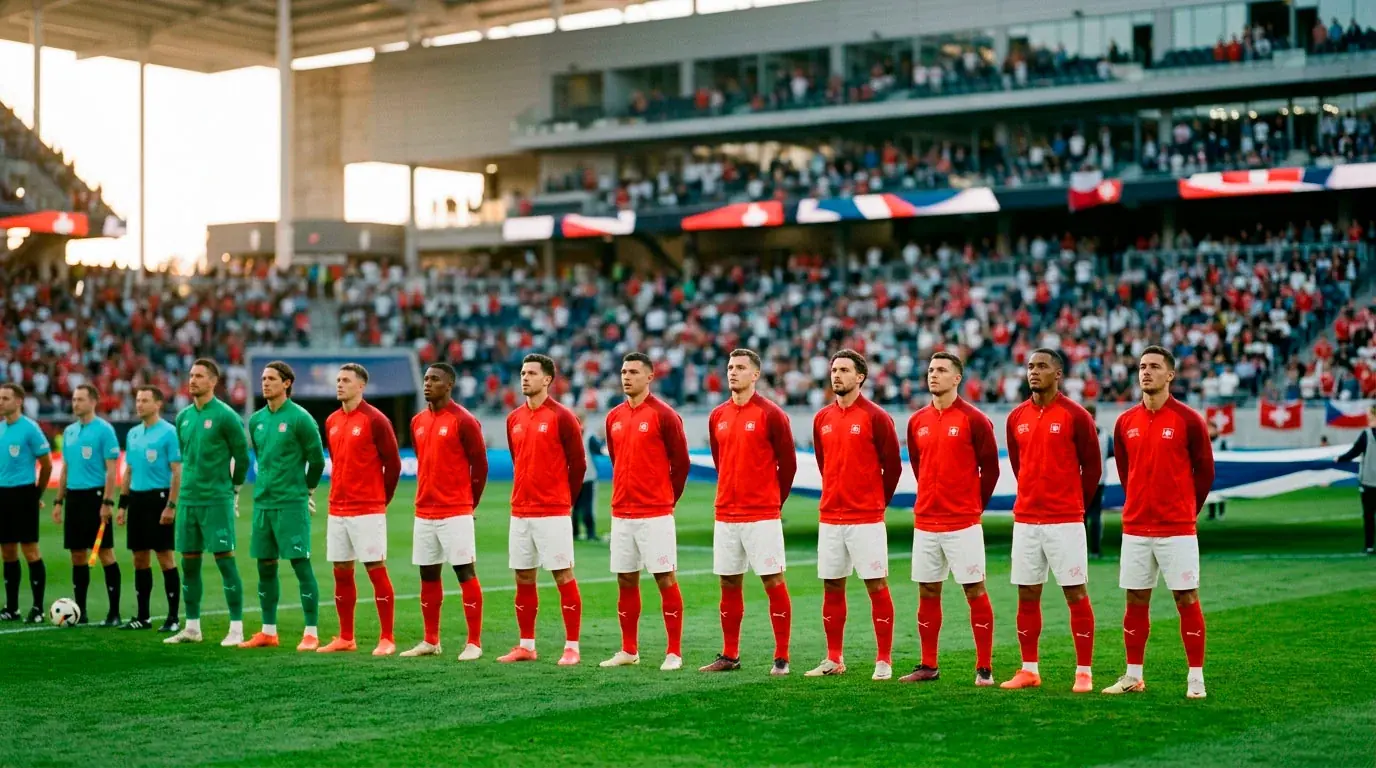Sélection suisse de football alignée avant un match du Mondial 2026