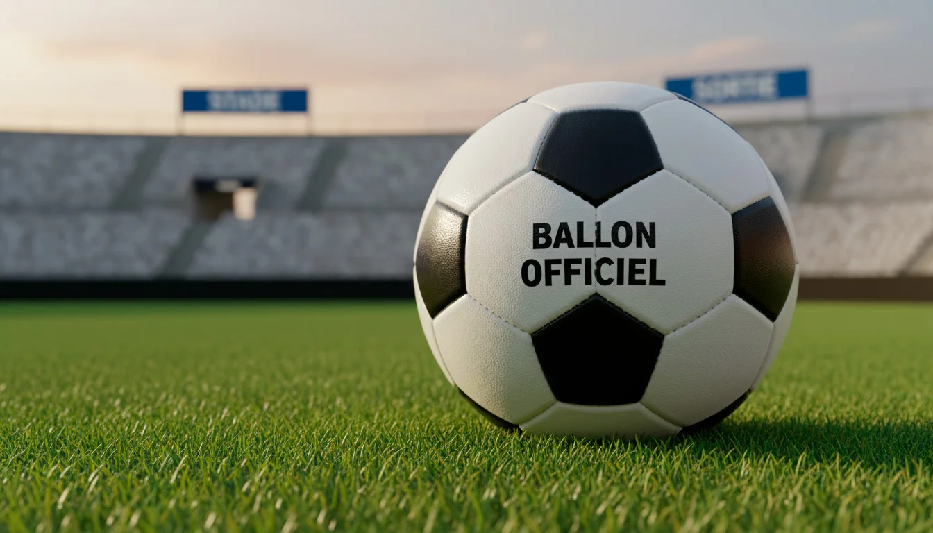 Ballon de football officiel posé sur la pelouse d'un stade nord-américain avant un match du Mondial 2026