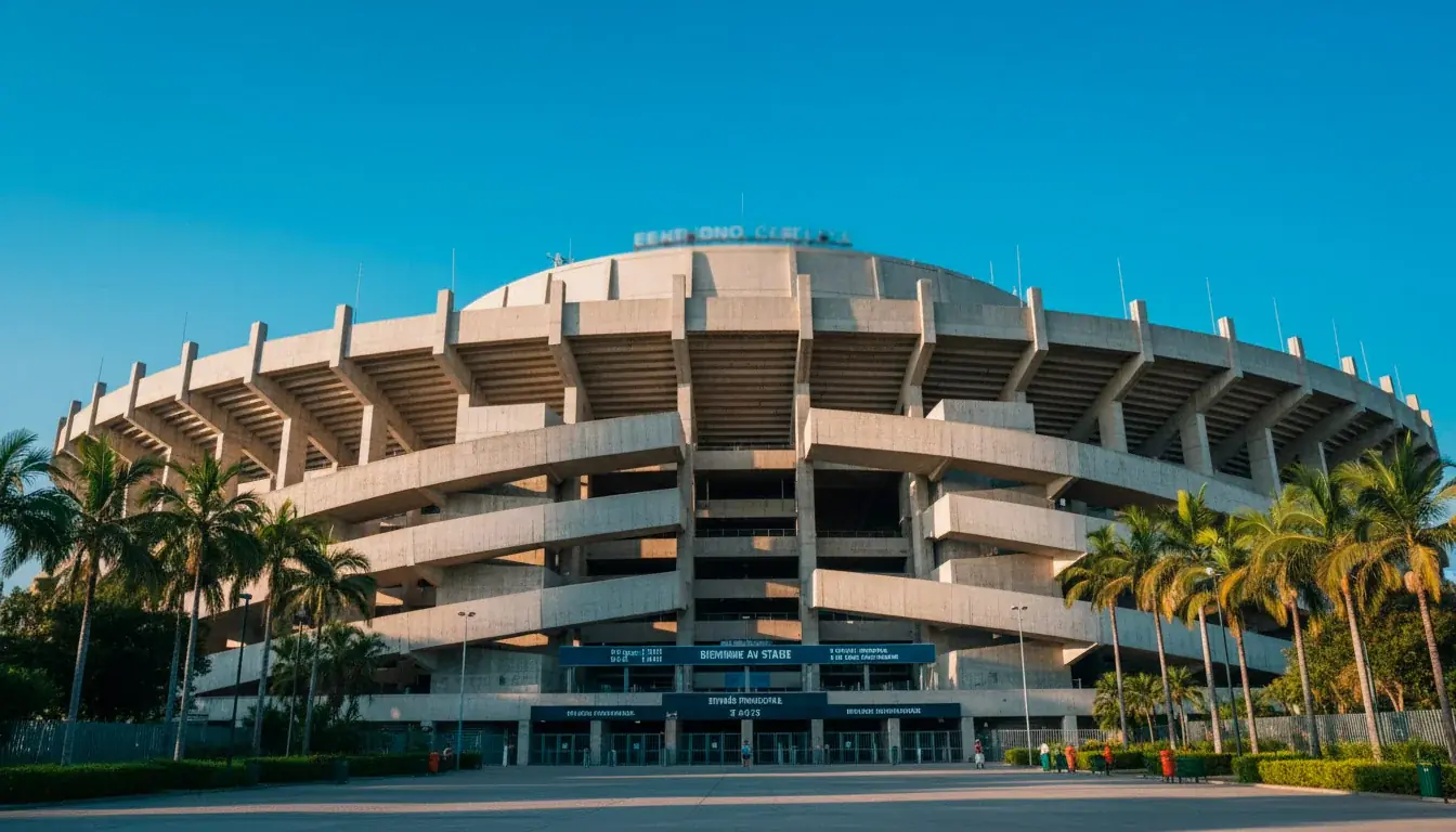 Vue extérieure de l'Estadio Azteca à Mexico, hôte du match d'ouverture du Mondial 2026