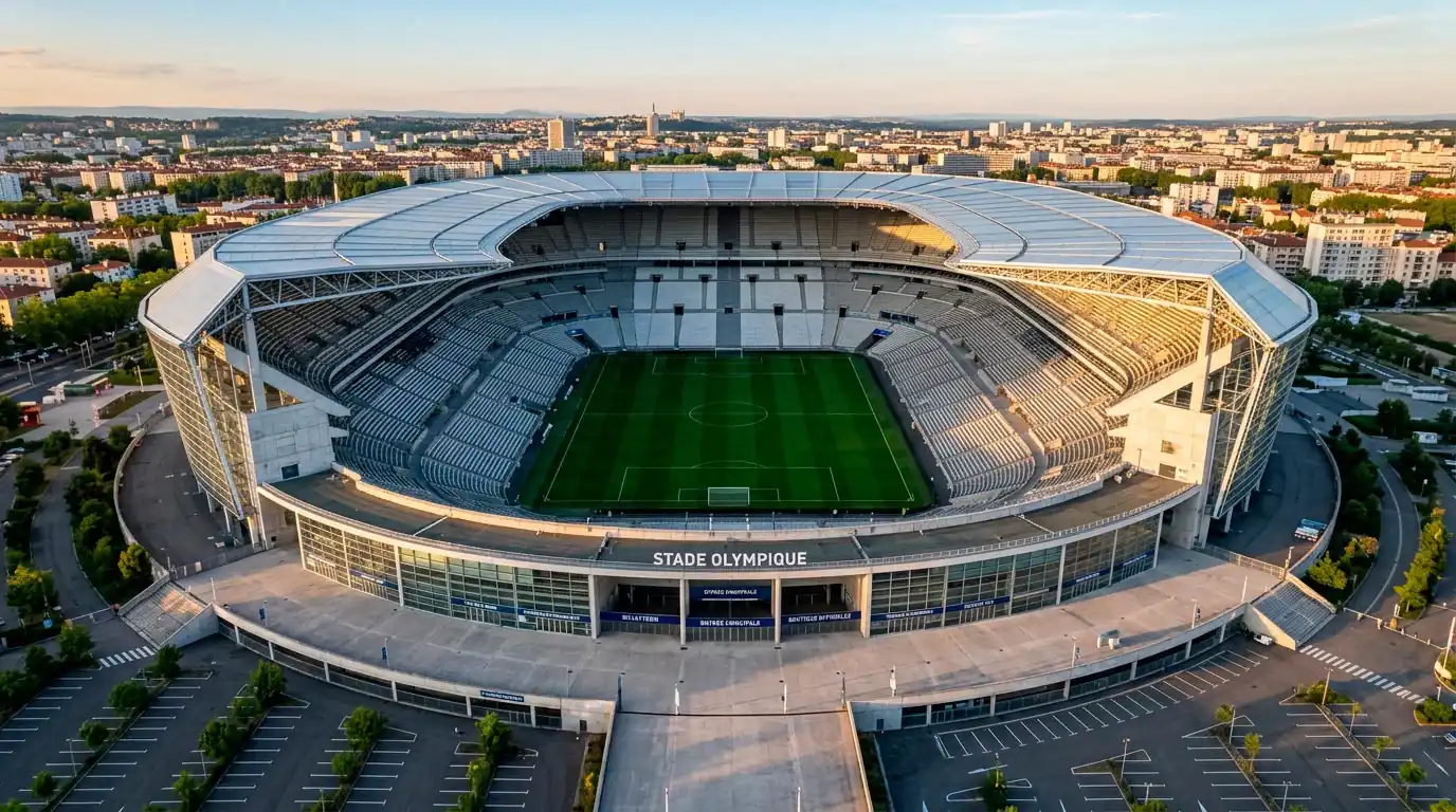 Vue aérienne d'un grand stade de football aux États-Unis avant un match